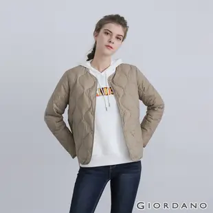 GIORDANO 女裝素色輕薄羽絨外套 - 94 沙漠灰褐