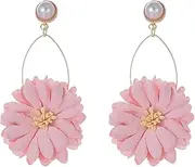 [EIYIELX] Long Clip On Earrings Handmade Petal Ear Clips for Women