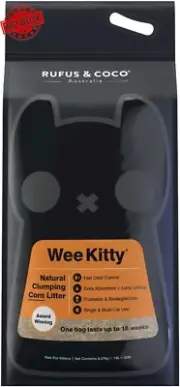 Wee Kitty Clumping Corn Cat Litter 9kg - Natural, Flushable & Biodegradable