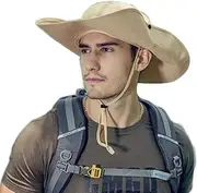 [Folouse] Sun Hat, Breathable Boonie Adjustable Sun Hat with UV Protection Wide Brim for Outdoor Fishing, Hiking, Safari