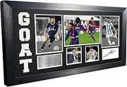 Lionel Messi GOAT Black or White Mount Barcelona PSG Paris Saint-Germain Argentina Signed Autographed Photo Photograph Picture Frame Football Soccer Poster Gift (Black Mount)