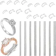 [Aymorder] 24 PCS Ring Size Adjuster for Loose Ring, 2 Kinds Ring Resizer Invisible Tightener for Most Ring, Clear Ring Guard for Women Men, Transparent Spring Ring Sizer Guards for Adjust Ring Size