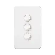 Hager WBSSV3-MW Silhouette Series Switch, Single Pole, Flush, 3 Gang, Vertical, 250V 16AX, 1 or 2 Way, Matt White