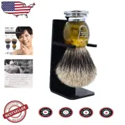 Parker Premium 3-Band Pure Badger Bristle Shaving Brush with Stand - Gift Boxed