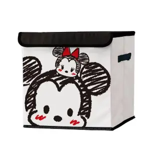 【SONA森那家居】迪士尼TSUM TSUM方形摺疊收納箱 衣物整理箱 置物箱(32x32x32 小熊維尼/米奇米妮)