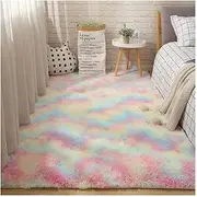 Fuzzy Rug Plush Small Rug Girls Bedroom Decor Rug Rectangular Rugs and Mat Set Kid Christmas Decoration