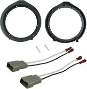 DKMUS Front Door Speaker Mount Adapter Plates for Honda Civic 2006-2011 6.5/6.75 165mm Stand Ring Kit 1 Pair + Wiring Harness