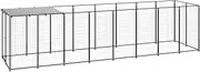 Dog Kennel Black 4.84 m² Steel Outdoor Pet House Large Dog Shelter Backyard