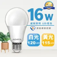 在飛比找momo購物網優惠-【ADATA 威剛】16W LED 燈泡 節能標章認證-4入