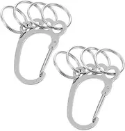 [Beavorty] 2pcs Stainless Steel Key Chain Pendant Organizer Carabiner Keychain Clip with Detachable Key Ring Unisex Foot Shaped Design Compact Lightweight for Daily Use