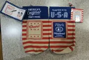 Tito's Vodka Gift Bag - red, white, and blue, burlap/canvas