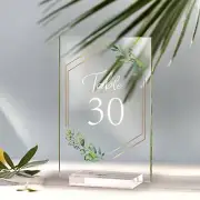OurWarm Acrylic Table Numbers with Stands 1-30, 4x6 inch Acrylic Signs and Ho...