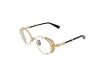 Authentic Balmain Eyeglasses BPX-110-52 BRIGADE I Gold / Black Round 52MM