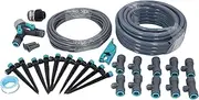 32.8FT 8 Holes Adjustable Drip Irrigation System for Garden, PE PVC ABS Misting Sprinkler Kit with Large Medium Small Spray Effect, Cooling Watering Landscaping