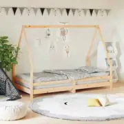 Kids Play House Bed Frame Wooden Pine Timber Single Size Mattress Base Platform