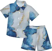 [Caihoyu] Toddler Baby Boys Short Sleeve Button Down Shirt Top Shorts Set Casual Toddler Boy Outfits Summer Clothing