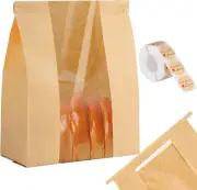 120 Bread Bags Homemade Sourdough Window 14" X 8.3" 3.5" Paper Tin Tie Tab Lock