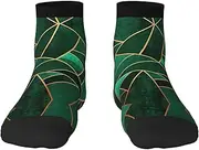 [JEJEA] black and gold geometric print Men's Athletic Cushioned Crew Socks Crew Training Athletic Socks Men and Women for Sports