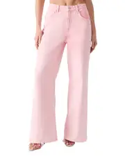 Steve Madden High Rise Wide Leg Jeans in Prism Pink