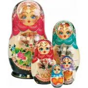 G.Debrekht Russia Nested Dolls Kitty Cat 5 Nest Doll 6.5 in.