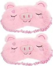 TOVINANNA 2Pcs Adorable Plush Eye Mask Cartoon Pig Eye Covers for Comfortable Sleep Masks for Travel Napping Bedroom and Playroom