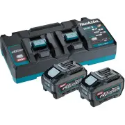 Makita 1913Y7-1 - 40V Max Dual Port Rapid Charger + 2 x 5.0Ah Batteries