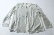 Anne Klein Women's Petite Shawl-Collar Open-Front Sequin Blazer AC2 Silver Large