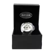 Impress Mens Skeleton Mechanical Watch With Silver Bracelet & Display Box