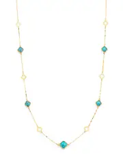 Bloomingdale's Fine Collection Turquoise Long Clover Necklace in 14K Yellow Gold, 36