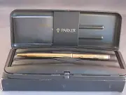 Parker Vintage Insignia Ribbed Gold Plated Ball Pen--new old stock-gift boxed