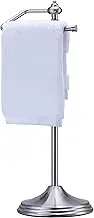 SunnyPoint Heavy Weight Classic Decorative Metal Fingertip Towel Holder Stand for Bathroom, Kitchen, Vanity and Countertops; Hanging Bar is 14.2" Height (Satin Nickel, 15.6" x 5.6" x 5.6")