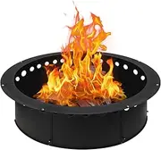 Outdoor Smokeless Fire Pit Ring 34 Inch Outer/30 Inch Inner Diameter, Heavy Duty Metal Round Liner Insert for Outside DIY Campfire or Bonfire Ring, Above or In Ground Use