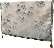 [LKLKO] Chinese Style Tv Cover Modern 22-85inch Tv Dust Cover Cloth for LCD/Led Monitors Indoor Decorative Television Screen Protector(Grey,75 inch)
