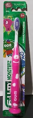 Gum Monsterz Kids 5+ Sunstar 902 Soft Toothbrush Junior Suction Cup Base Pink