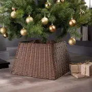Christmas Tree Collar Skirt, Rattan Wicker Xmas Tree Collar Basket Ring Base ...