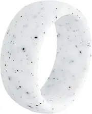 [ITKY designs] Silicone Rings for Men and Women - Black and White Mens Rings - 8mm Silicon Ring, Wedding Ring, Engagement Band, Eternity Ring - Sport and Workout Jewellery, Rubber Rings, Solicone Ring Man or Woman