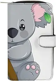 [LQWOK] Wallet, Green Leaf Koala Printed Wallet,travel Wallet,durable Wallet,portable Wallet,universal Wallet,leather Wallet, Green leaf koala, 19.7x11x3.5cm, Modern