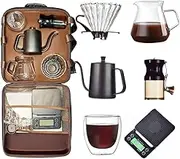DV&DS V60 Coffee Travelling Set-Include Coffee Scale Glass Driper, Manual Grinter, Pour Over Kettle, Paper Filters, Double Wall Mug for Camping Personal Bar Coffee Maker (8 in 1 Coffee Makers)