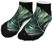 [QMNVBDS] Green Leaf Shape Socks Ankle Length Socks Casual Short Socks for Women Men Low Cut Sports Socks Running Socks No Show Socks Ankle Socks Athletic Socks Workout Socks, Style, One Size, Style