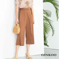 在飛比找momo購物網優惠-【GINKOO 俊克】側繫帶打褶寬褲