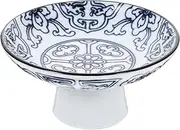 BESTonZON Ceramic Footed Bowl Pedestal Fruit Bowl Dessert Display Stand Decorative Plate for Bread Salad Serving Trays 12.3cm