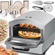 Commercial Pizza Oven Countertop, 2000w Stainless Steel Electric Pizza Oven, Precise Temperature Control of 50-350 ° C, Double-Layer Grill Suitable for Pizza, Grilled Beef, Toast, Family Gatherings
