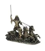 US Poseidon on Hippocampus Chariot Nautical Statue Sculpture Figure