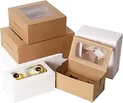 Cupcake Boxes with Clear Display Window, Bakery Boxes, for Cake, Cookies, Muffin, Chocolate, Macarons 2/4/6/12 Holes Brown White (White 2Holes 20Pcs)