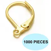 1000 Pack Earrings Gold Backing Leverback Ear Hooks Clasp Findings Bulk