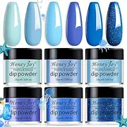 Honey Joy 6 BOX/SET Light Royal Blue Colors Dip Powder Nails Kit Nail Fine Dipping Powder Colors No Need Lamp Cure,Like Gel Polish Effect,Even & Smooth Finishing (DP-F-6pcs-10g/box)