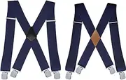 [JFFCESTORE] Double Heavy Duty Mens Suspenders X-Shaped 2” Wide Strong Sharp Teeth Clips Suspender For Men Women