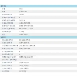 【分期含安裝免運】MAYTAG美泰克 15公斤 DD直驅變頻 PowerWash強力潔淨滾筒式洗衣機 MHW5500FW