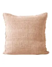 [Aura Home] Vintage Linen Fringe Cushion in Pink Clay