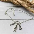 Silver Charms Ankle Bracelet Mermaid Fish Shell